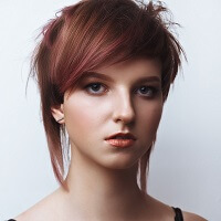 dizainvolos.ru дизайн волос - женская модельная креативная удлиненная стрижка на короткие волосы, розовые волосы